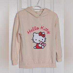 NWOT Hello Kitty Girls Cream Hoodie/Sweatshirt With Front & Left Arm Graphics